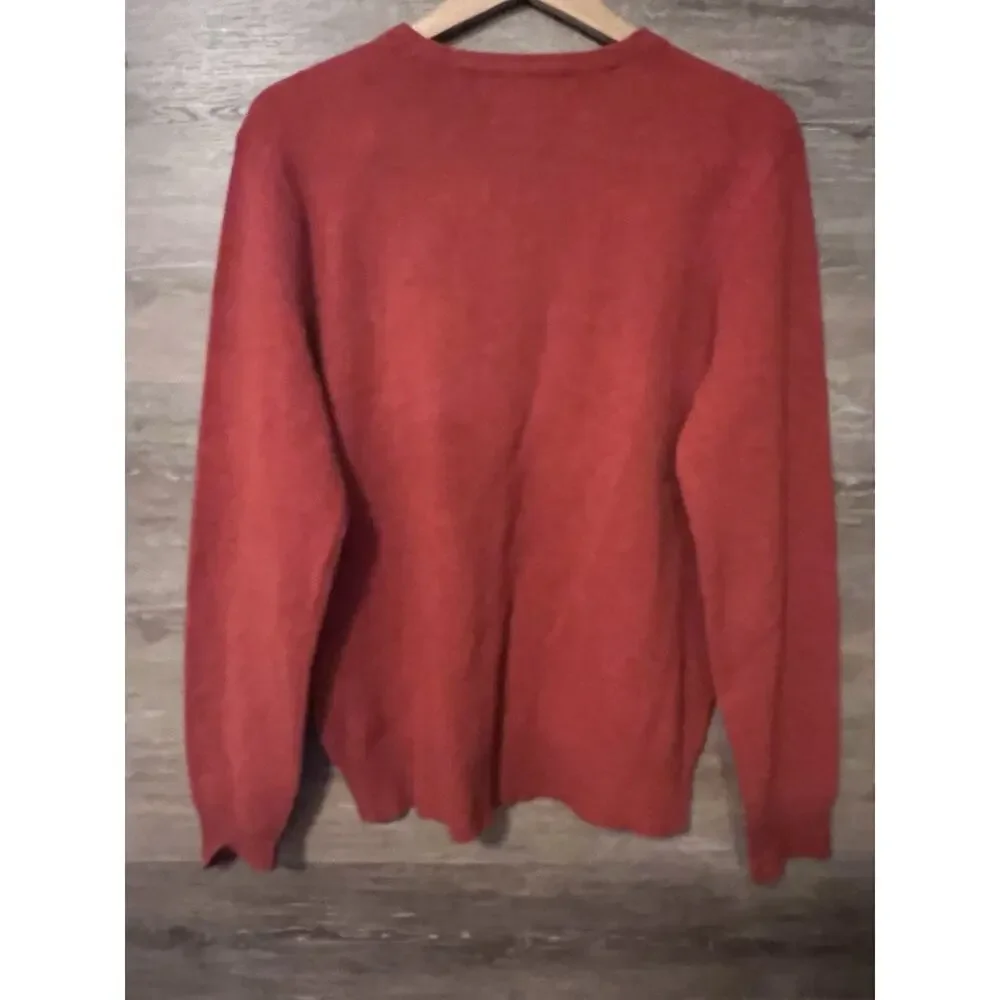 VTG Polo Ralph Lauren Classic 100% Lambswool Italian V-Neck Sweater Sz M Orange